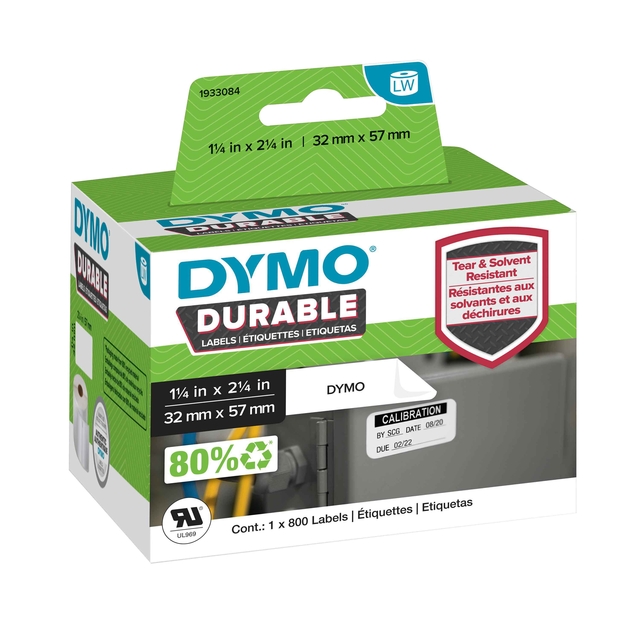 Etiket Dymo LabelWriter industrieel 32x57mm 1 rol á 800 stuks wit