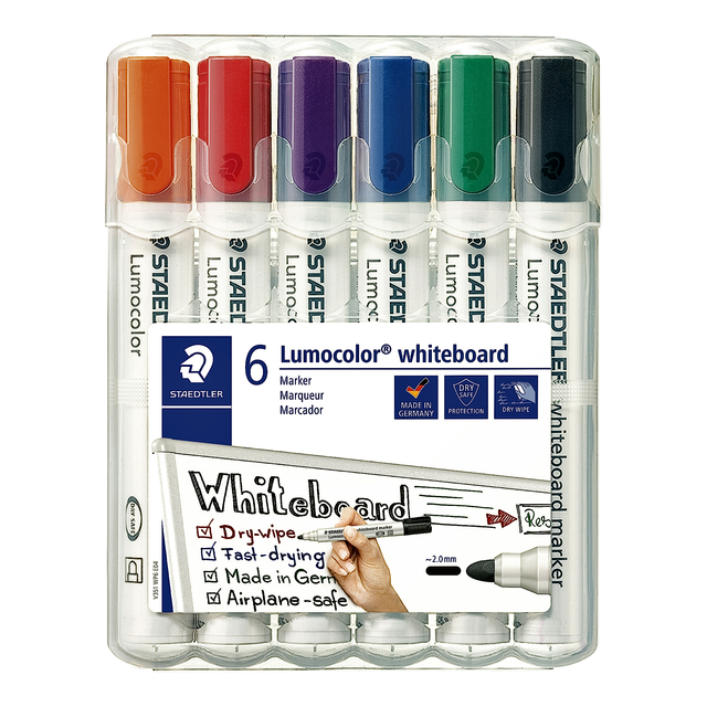 Whiteboardmarker Staedtler Lumocolor 351 set à 6 stuks standaard assorti