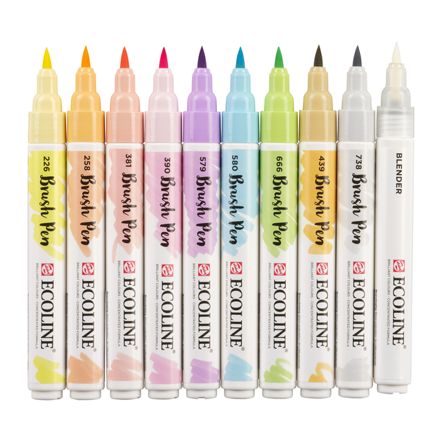 Brushpen Talens Ecoline set á 10 stuks pastel