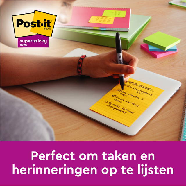 Memoblok Post-it 6445 Super Sticky 152x101mm assorti 3st