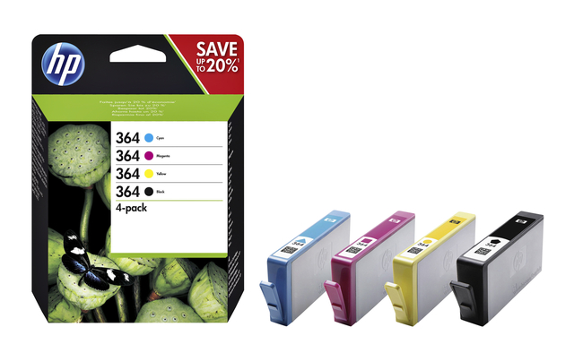 Inktcartridge HP N9J73AE 364 zwart + 3 kleuren