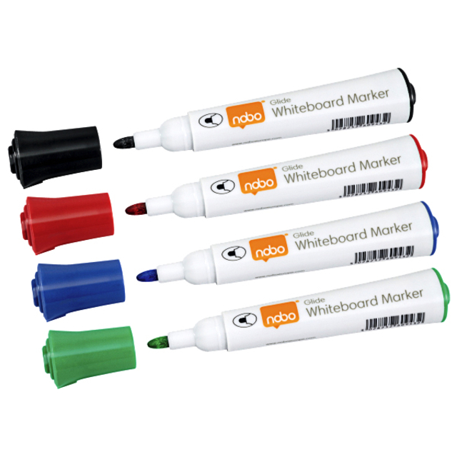 Whiteboardmarker Nobo Glide rond assorti 2mm 10st