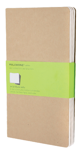 Schrift Moleskine 130x210mm blanco 160 pagina's 70gr kraft set à 3 stuks